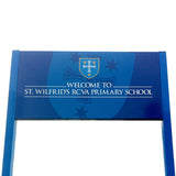 aluminium tray sign with posts, powder coted both sides